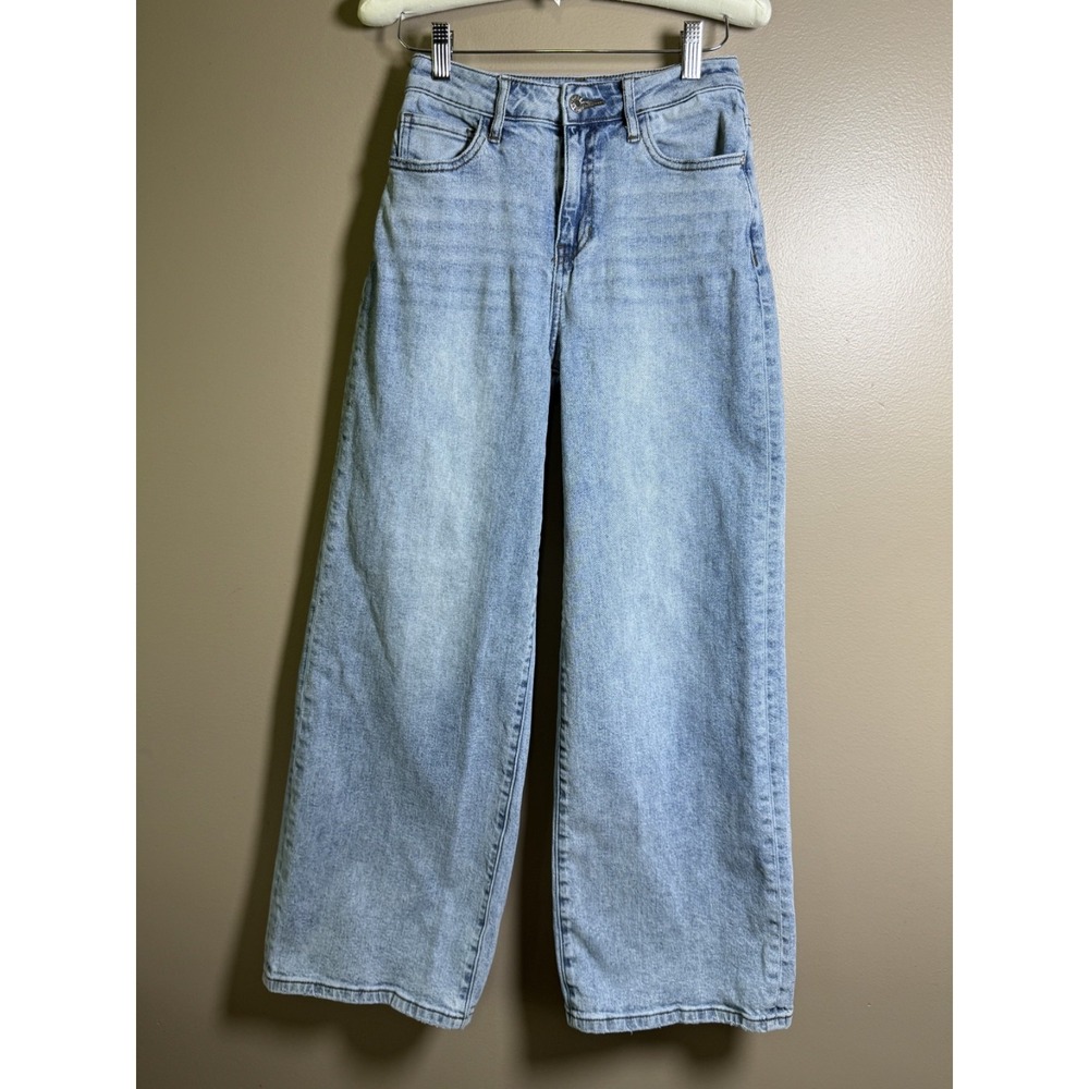 Guess Womens High Rise Wide Leg Jeans Light Wash Blue 24x30 QBGA83D40N0